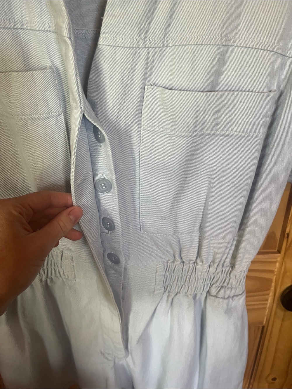 TALULAH Light Blue Denim Short Sleeve Romper - Picture 7 of 7